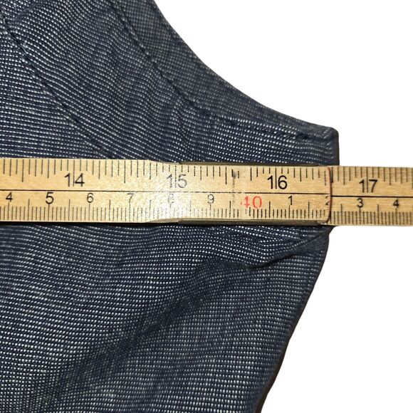 Tulle Brand Womens Small Dress Denim Mini Pockets Belt Pattern Lining Classy - Picture 14 of 16